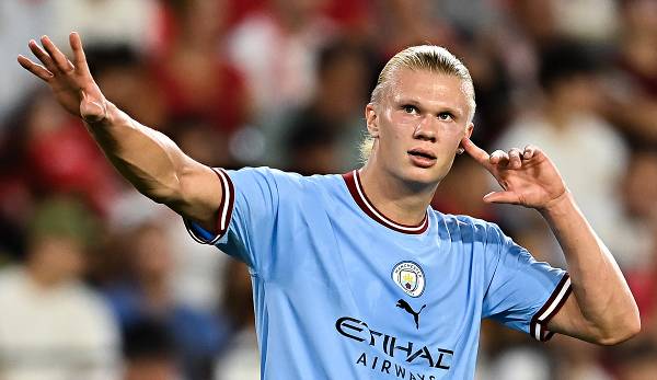 Double packer: Erling Haaland scored two goals on his Champions League debut for Manchester City.