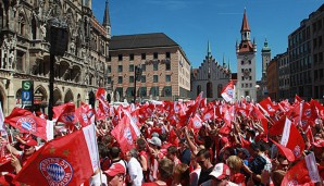 Die Bayern feiern am Sonntag ihr Double auf dem Marienplatz