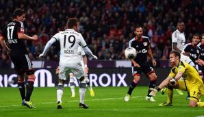 Zum Abschluss der Wiesn 2013 das selbe Spiel: Unter der Woche zerlegen die Münchner Manchester City auswärts mit 3:1, beim Gastspiel in Leverkusen tut man sich schwerer. Kroos und Sidney Sam treffen beim 1:1