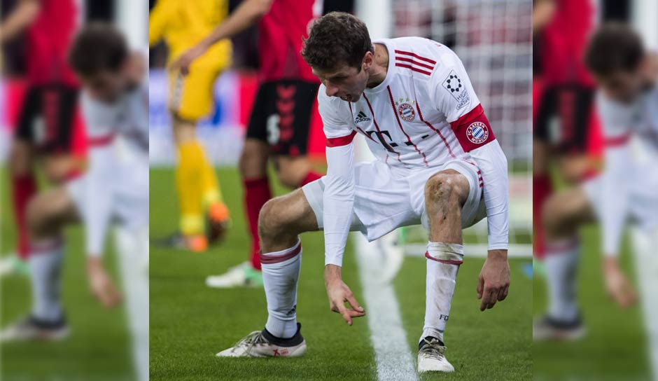 Thomas Müller setzte am vergangenen Wochenende beim überzeugenden Auswärtssieg der Bayern über den SC Freiburg den Schlusspunkt zum 4:0. Den eigenwilligen Torjubel kann wohl nur Müller selbst erklären - und einige SPOX-User.