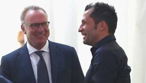 Der FCB-Vorstandsvorsitzende Karl-Heinz Rummenigge scheint zufrieden mit der Arbeit von Hasan Salihamidzic.
