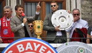 Ein Bild, das es in diesem Jahr nicht geben wird: Thomas Müller und Manuel Neuer präsentieren den Fans auf dem Marienplatz die Meisterschale.