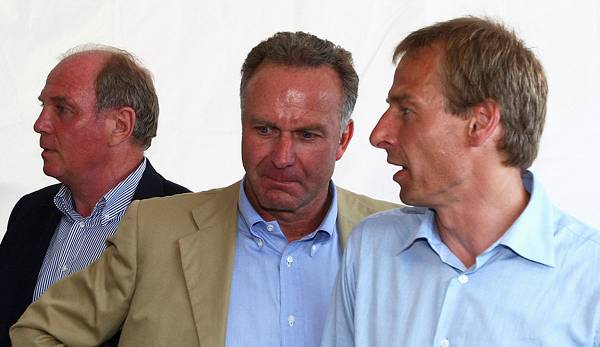 Nicht allzu gut auf Jürgen Klinsmann (r.) zu sprechen: Karl-Heinz Rummenigge (M.).