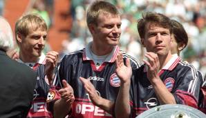 Das letzte Bild gemeinsam im Bayern-Trikot: Jürgen Klinsmann und Lothar Matthäus bei der Meisterschalen-Übergabe 1997.