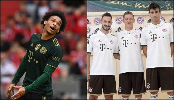 FC Bayern wore a dark green (left) Oktoberfest special jersey in 2021 and a white (right) Oktoberfest jersey in 2013