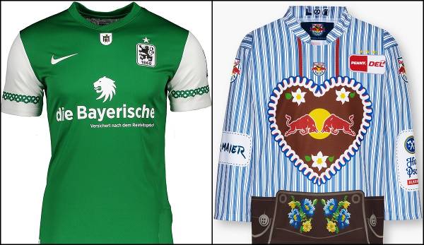TSV 1860 Munich (left) and EHC Red Bull Munich (right) also have a Wiesn jersey in 2022.