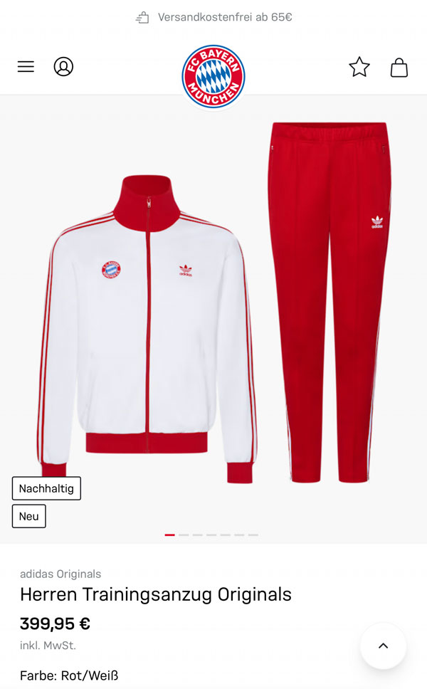 price demands suit jogging retro Bayern crazy for FC