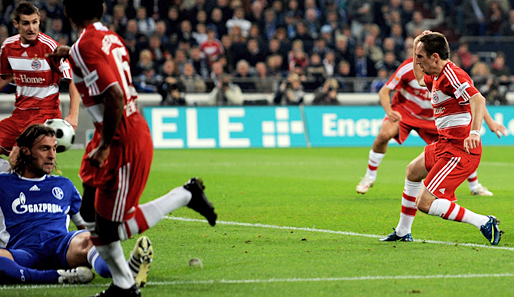 Franck Ribery (ganz rechts) erzielte im vierten Bundesligaspiel nacheinander ein Tor für die Bayern