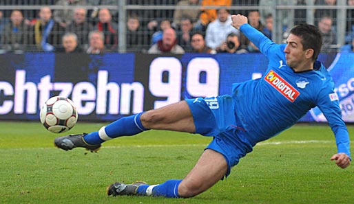 Hoffenheims Vedad Ibisevic erzielte per Seitfallzieher sein 17. Saisontor