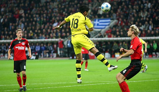 Dortmunds Stürmer Lucas Barrios erzielte gegen Leverkusen seinen dritten Treffer in Folge