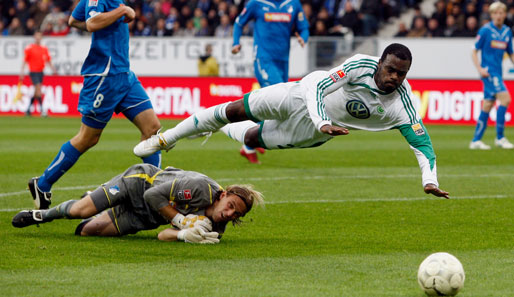 Grafite (r.) erzielte gegen 1899 Hoffenheim das 2:1 für Wolfsburg