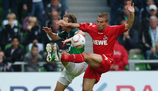 Lukas Podolski (r.) ist seit der Winterpause Kapitän beim 1. FC Köln
