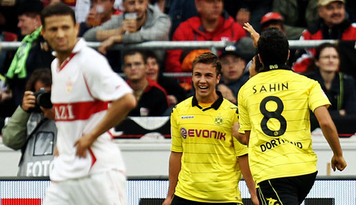 Mario Götze (M.) erzielte das zwischenzeitliche 3:0 für Borussia Dortmund