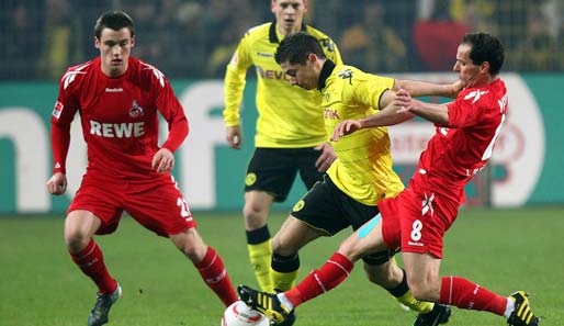 Robert Lewandowski (2.v.r.) erzielte Dortmunds Tor des Tages gegen Köln