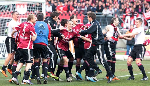 Jubel nach dem 5:0 gegen den FC St. Pauli: Der 1. FC Nürnberg nimmt die Europa League ins Visier