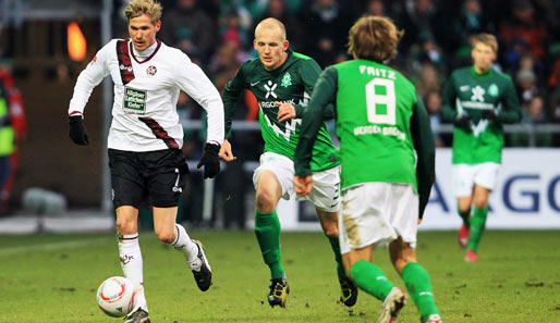 Der 1. FC Kaiserslautern gewann in der Hinrunde mit 2:1 gegen Werder Bremen