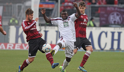 Kouemaha (M.) blieb mit dem 1. FC Kaiserslautern gegen den 1. FC Nürnberg ohne Treffer