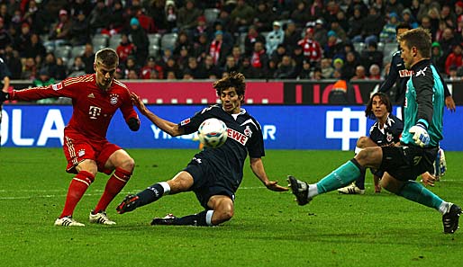 Die Bayern siegten im Hinspiel trotz Unterzahl (Gelb-Rot Ribery) gegen Köln glatt mit 3:0