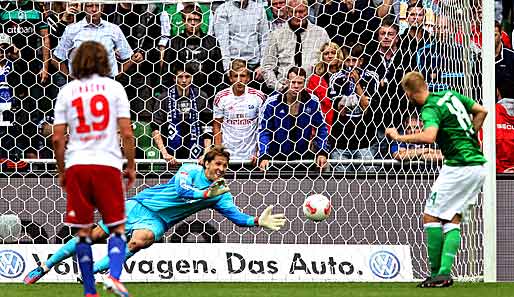 Das Hinspiel gewann Werder mit 2:0 gegen den HSV - trotz eines verschossenen Elfers von Hunt