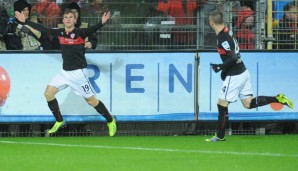 Timo Werner (l.) schoss zwei Tore für Stuttgart in Freiburg