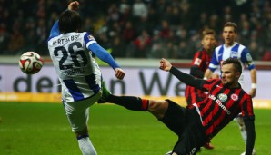 Die Hertha und Eintracht Frankfurt lieferten sich ein umkämpftes Duell