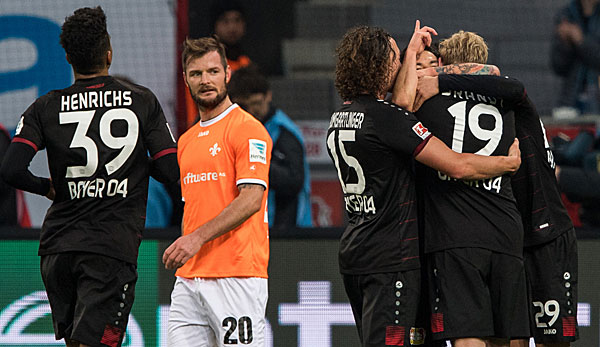 Bayer Leverkusen musste gegen Darmstadt 98 bis zum Schlusspfiff zittern