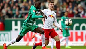 Timo Wener gastiert mit RB Leipzig bei Werder Bremen mit Lamine Sane