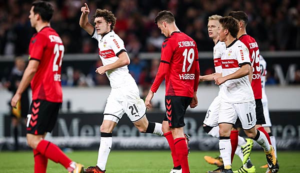 In der Hinrunde setzte sich der VfB Stuttgart deutlich mit 3:0 gegen Freiburg durch.