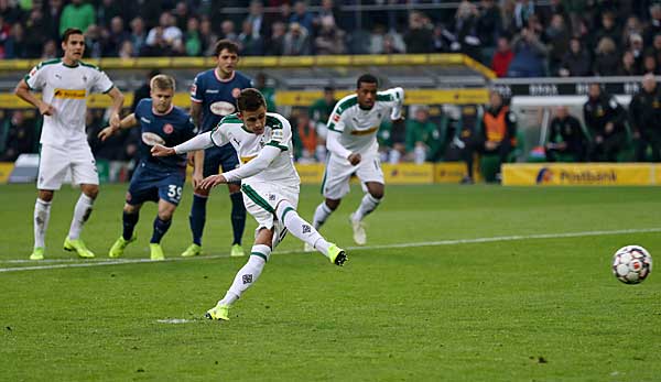 Thorgan Hazard brachte die Borussia im rheinischen Derby gegen Aufsteiger Fortuna Düsseldorf per Elfmeter auf die Siegerstraße.