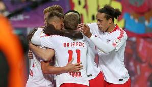 RB Leipzig bejubelt den Sieg gegen den VfB Stuttgart