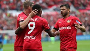 Kevin Volland (re.) und Leon Bailey (M.) trafen beide für Bayer Leverkusen.
