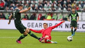 Wout Weghorst trifft zum 1:0 für Wolfsburg gegen Union, sein viertes Saisontor in der Liga.