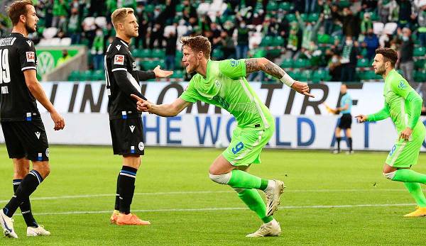 Die Lebensversicherung des VfL Wolfsburg traf schon wieder: Wout Weghorst erzielte gegen Arminia Bielefeld das 1:0.