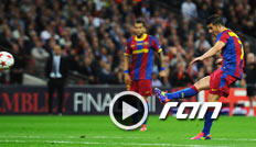 David Villa erzielt aus dem Stand das 3:1 für Barcelona im Champions-League-Finale gegen Manchester United