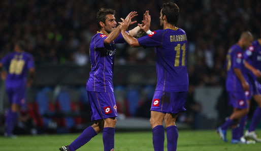 Adrian Mutu (l.) und Alberto Gilardino waren in der Vorrunde die besten Torschützen beim AC Florenz