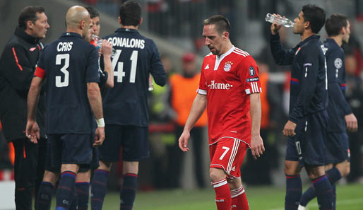 Franck Ribery sah im Hinspiel des CL-Halbfinals gegen Olympique Lyon die Rote Karte
