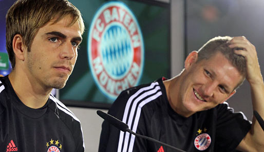 Philipp Lahm (l.) und Bastian Schweinsteiger sind vor dem CL-Spiel gegen den AS Rom optimistisch