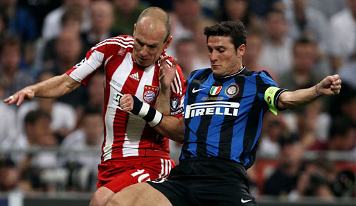 CL-Finale 2010: Bayern (Robben) gegen Inter (Zanetti). Gibt's die Revanche im Achtelfinale?