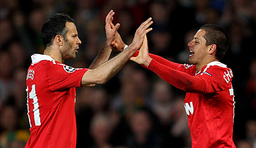 Vorbereiter und Vollstrecker: Ryan Giggs (r.) und Torschütze Hernandez von Manchester United
