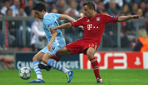 Samir Nasri (l.) zog im Hinspiel gegen den FC Bayern den Kürzeren