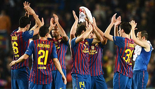 Der FC Barcelona feiert den Einzug ins Halbfinale der Champions League