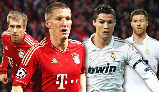 Schlüsselspieler beim FC Bayern und Real Madrid: Lahm, Schweinsteiger, Ronaldo, Alonso (v.l.)