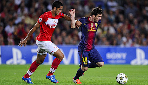 Lionel Messi (r.) schoss im ersten Spiel gegen Spartak Moskau (3:2) zwei Tore