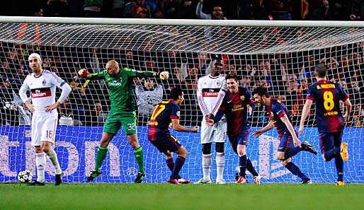 Der FC Barcelona feiert das 3:0 von David Villa gegen den AC Milan