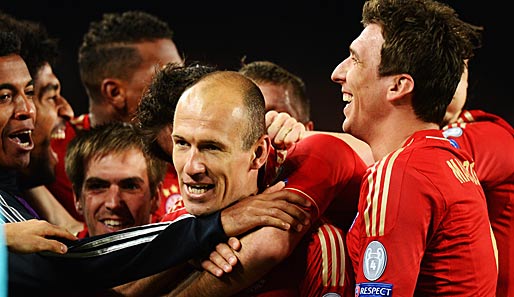 Arjen Robben (M.) entschied das Halbfinale gegen Barca mit seinem Tor endgültig