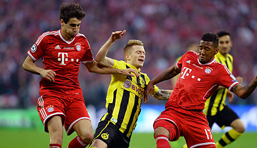 Der umtriebige Marco Reus war selbst von zwei Bayern-Spielern nur sehr schwer zu stoppen