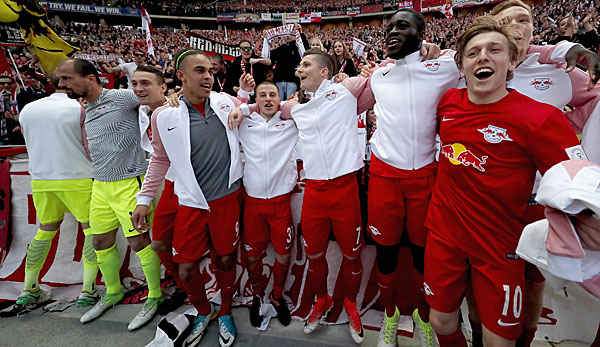 Am 32. Spieltag der Vorsaison sicherte sich Leipzig den Einzug in die Champions League, der standesgemäß gefeiert wurde