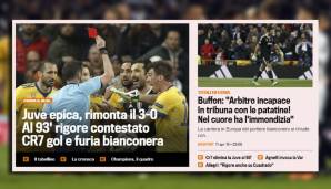 Schon deutlich emotionaler fasst die Gazzetta dello Sport das Geschehen zusammen. Ein episches Team von Juventus sei nach dem Elfmeter wütend zurückgelassen worden.