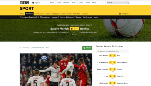 BBC (UK): "Die Bayern sichern sich den Einzug in die nächste Runde, während Robert Lewandowski die 50er-Marke knackt"