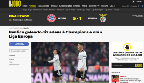 O Jogo (Portugal): "Abgeschossenes Benfica sagt Tschüss zur Champions League und Hallo zur Europa League"